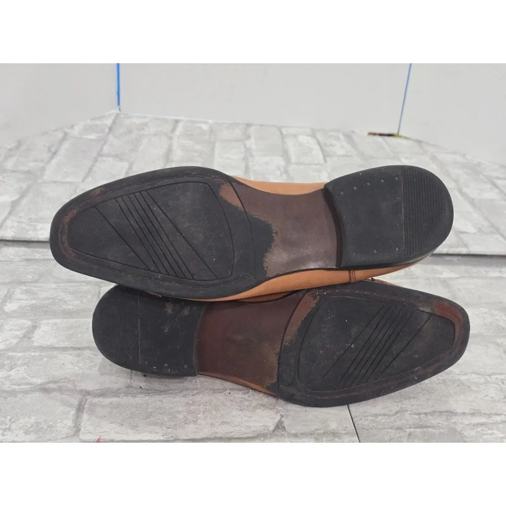 Alfani Platinum‎ Men's Leather Dress Shoes Size 11 M Dark Tan Denver Almond Toe
